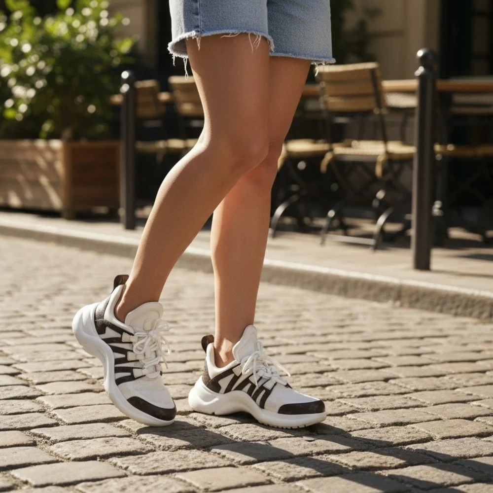 Louis Vuitton Archlight Sneakers Monogram White Brown Size 38